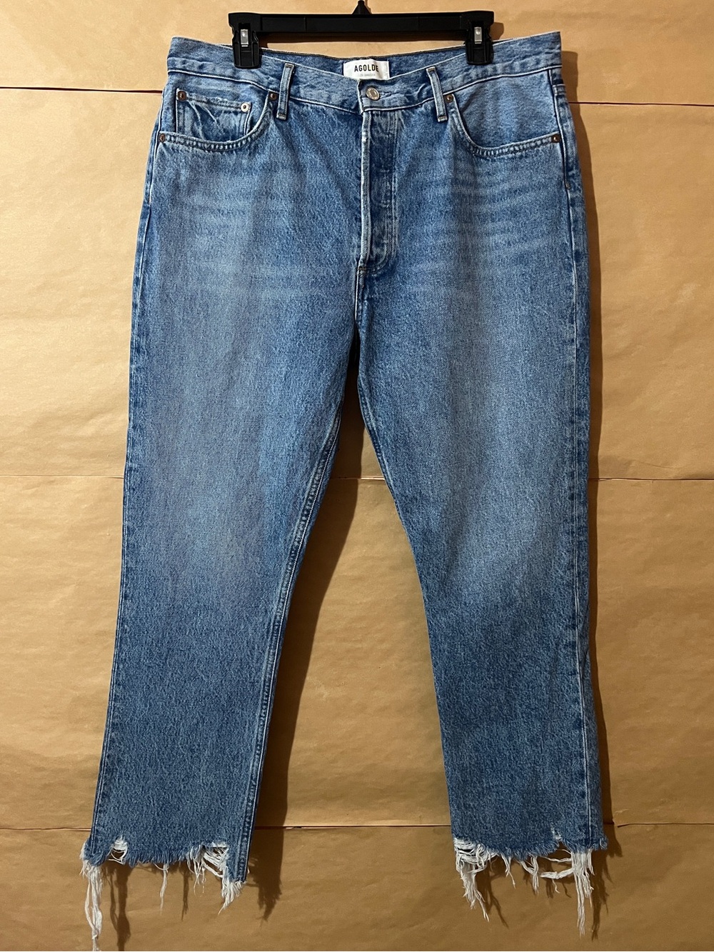 Agolde | Riley Jeans High Rise Straight Leg Crop Raw Hem Denim Size 32